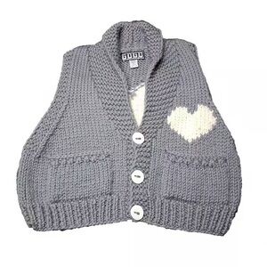JuJu Gray Knitted Vest with White Heart